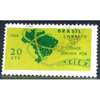 Imagem similar à do selo postal do Brasil de 1968 Telex Curitiba U