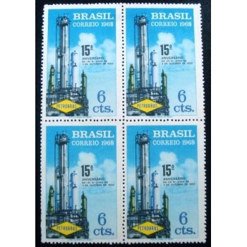 Quadra de selos postais Comemorativos do Brasil de 1968 Petrobras