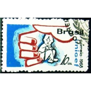 Selo postal do Brasil de 1968 UNICEF 10 NCC