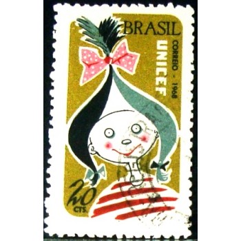 Imagem similar à do selo postal do Brasil de 1968 UNICEF 20 U