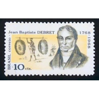 Selo postal Comemorativo do Brasil de 1968 Jean Baptiste Debret M