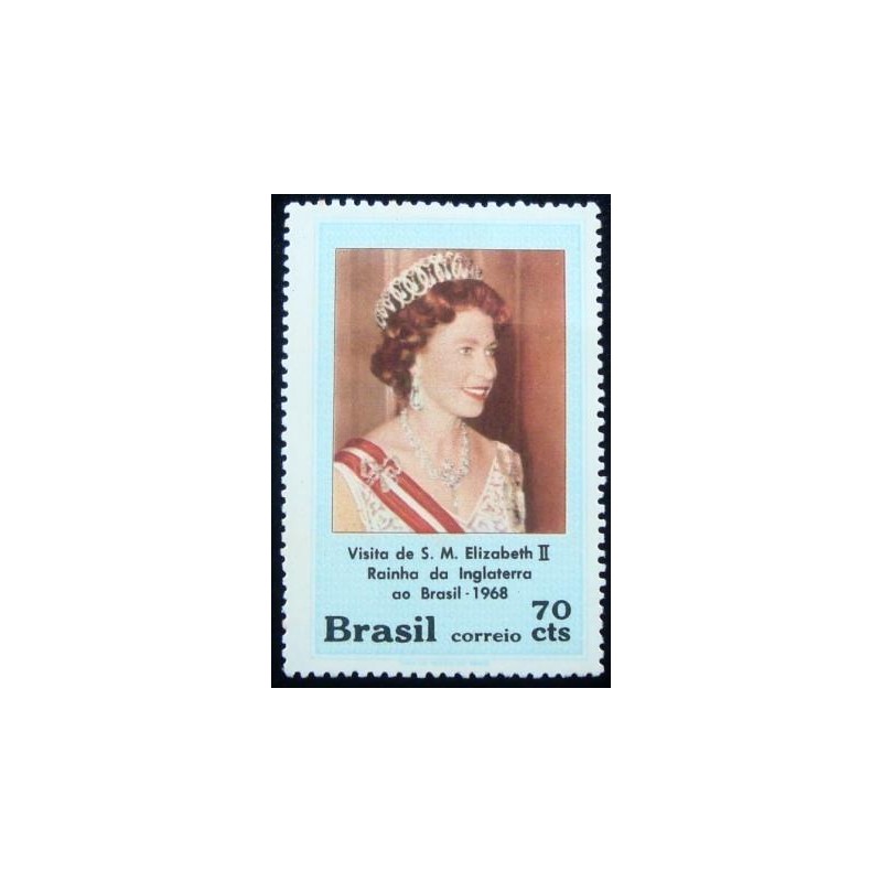 Selo postal do Brasil de 1968 Elizabeth II M