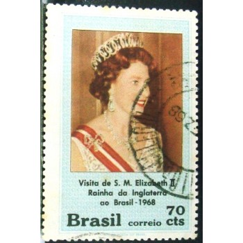 Imagem similar à do selo postal do Brasil de 1968 Elizabeth II U