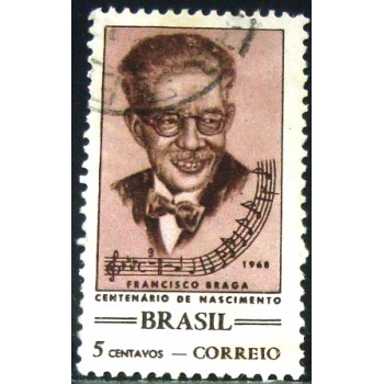 Imagem similar à do selo postal do Brasil de 1968 Maestro Francisco Braga U