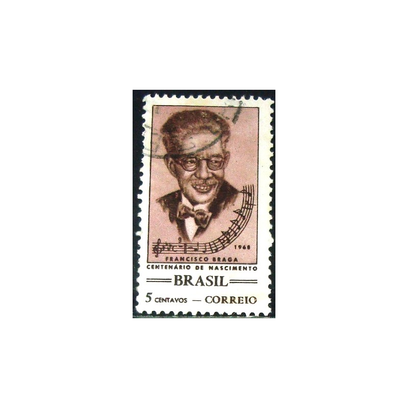 Imagem similar à do selo postal do Brasil de 1968 Maestro Francisco Braga U