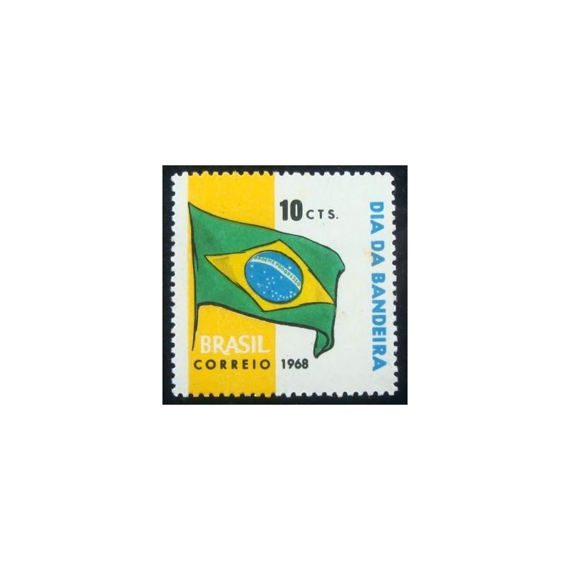 Selo postal do Brasil de 1968 Bandeira Nacional M