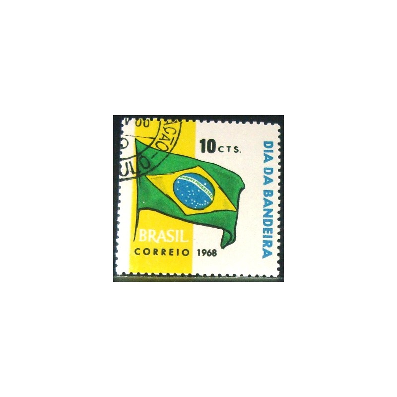 Selo postal do Brasil de 1968 Bandeira Nacional MCC