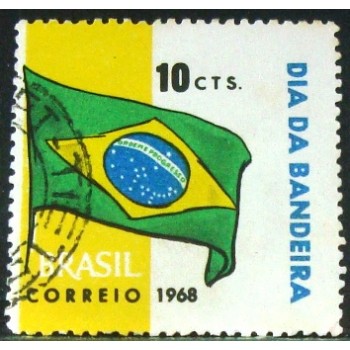 magem similar à do selo postal do Brasil de 1968 Bandeira Nacional U