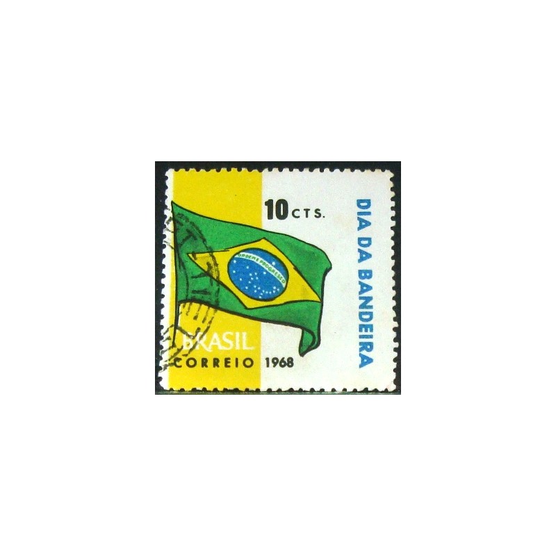 magem similar à do selo postal do Brasil de 1968 Bandeira Nacional U