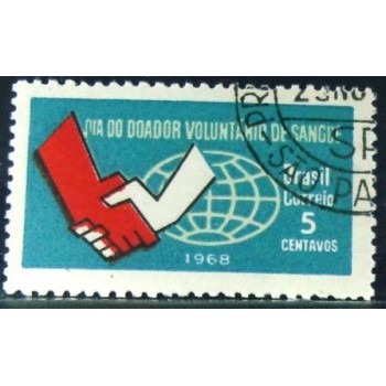 Selo postal do Brasil de 1968 Doador de Sangue MCC