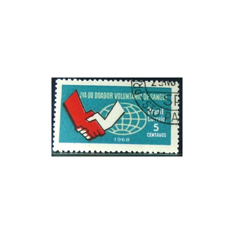 Selo postal do Brasil de 1968 Doador de Sangue MCC