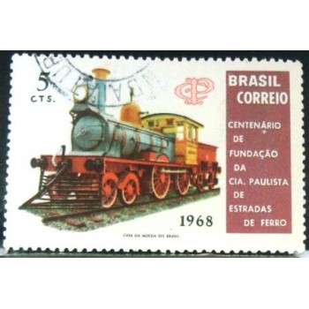 Imagem similar à do selo postal do Brasil de 1968 Cia Paulista de Estradas de Ferro N