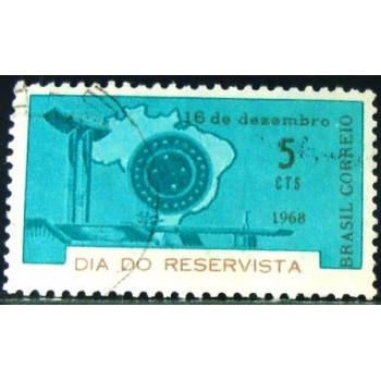 Imagem similar à do selo postal do Brasil de 1969 Dia do Reservista U