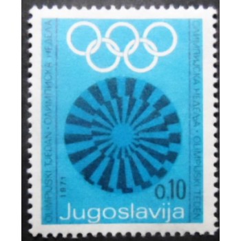 Selo postal da Iugoslávia de 1971 Helix and Olympic Rings