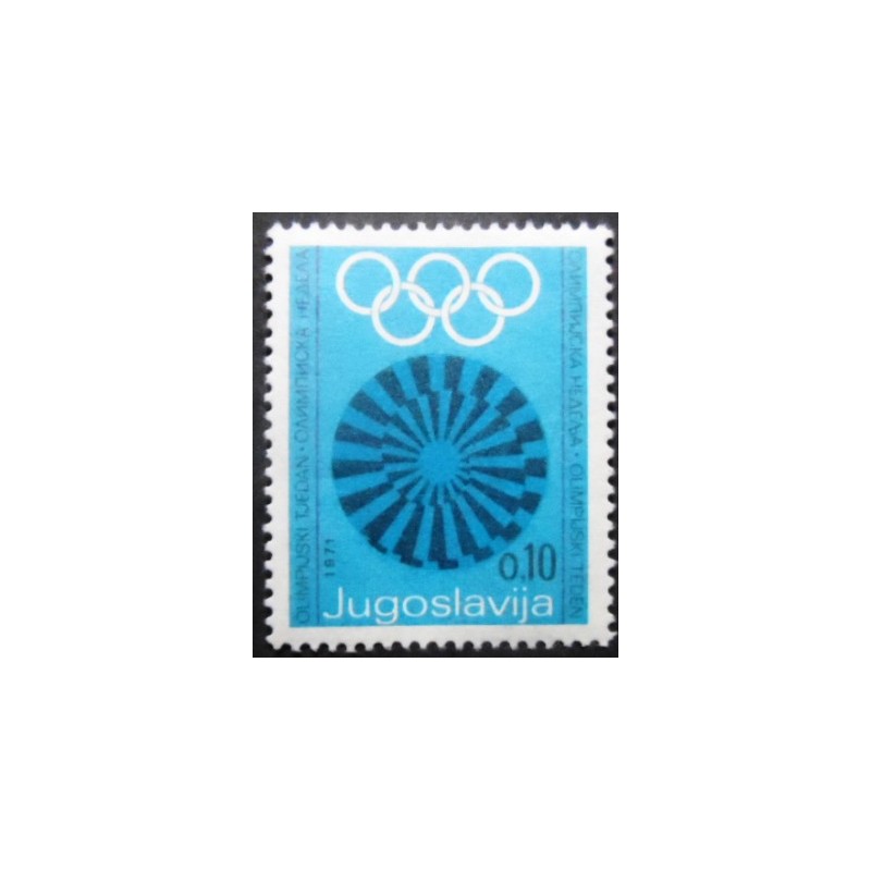 Selo postal da Iugoslávia de 1971 Helix and Olympic Rings