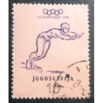 Selo postal da Iugoslávia de 1952 Swimming