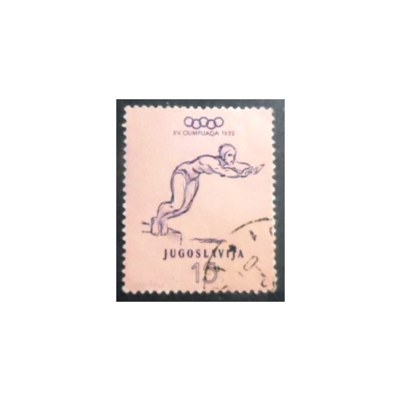 Selo postal da Iugoslávia de 1952 Swimming