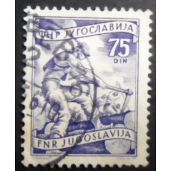 Selo postal da Iugoslávia de 1952 Lumberjackers 75