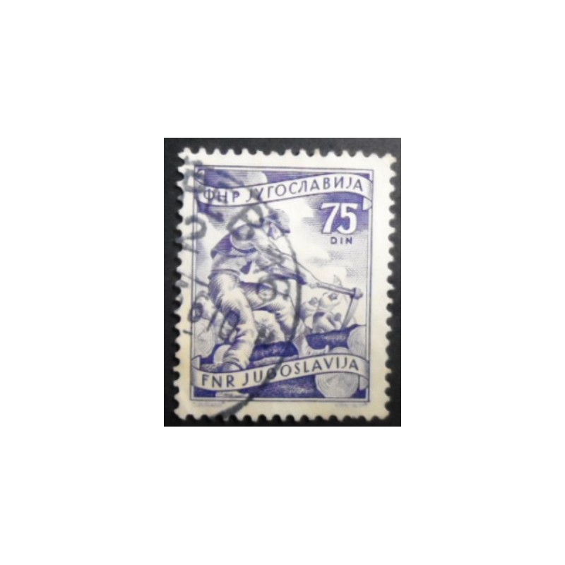 Selo postal da Iugoslávia de 1952 Lumberjackers 75