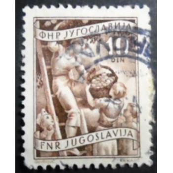 Selo postal da Iugoslávia de 1950 Fruit harvesting 10