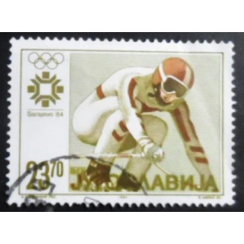 Selo postal da Iugoslávia de 1984 Downhill Skiing