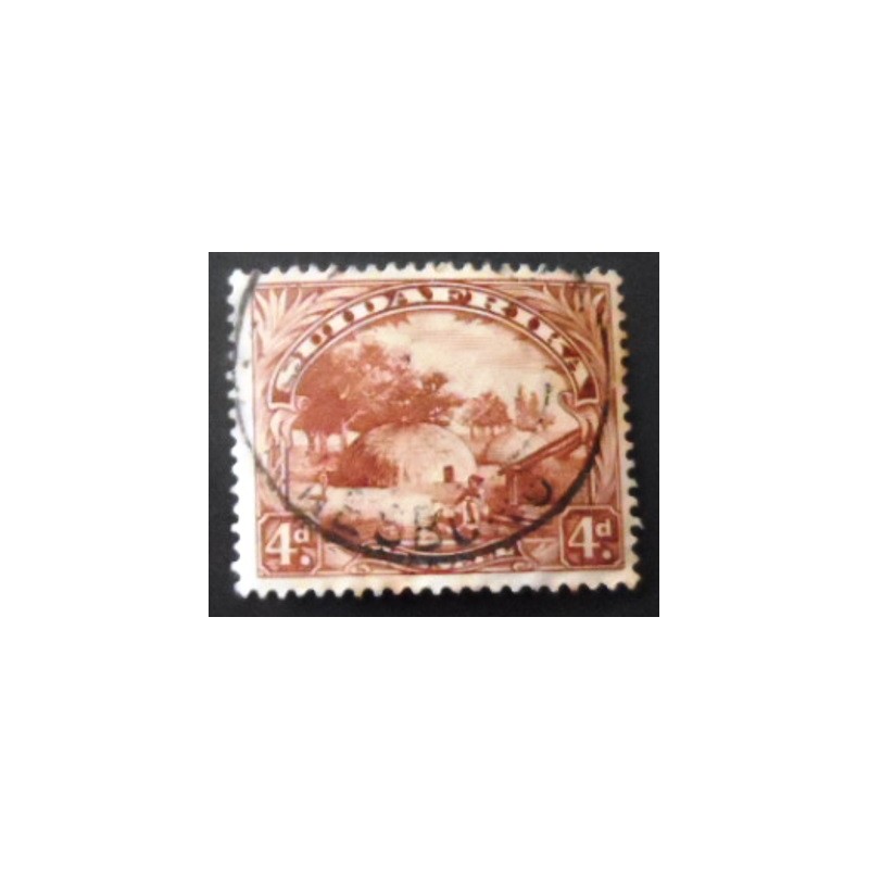 Selo postal da África do Sul de 1932 Native Kraal 4 Suid