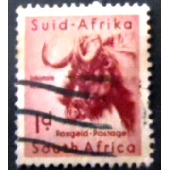 Selo postal da África do Sul de 1954 Black Wildebeest
