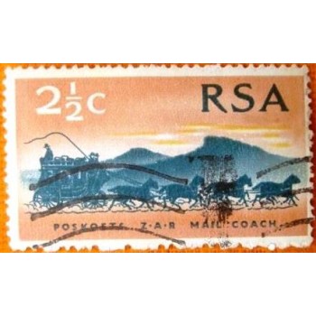 Selo postal da Africa do sul de 1969 Mail Coach from 1869