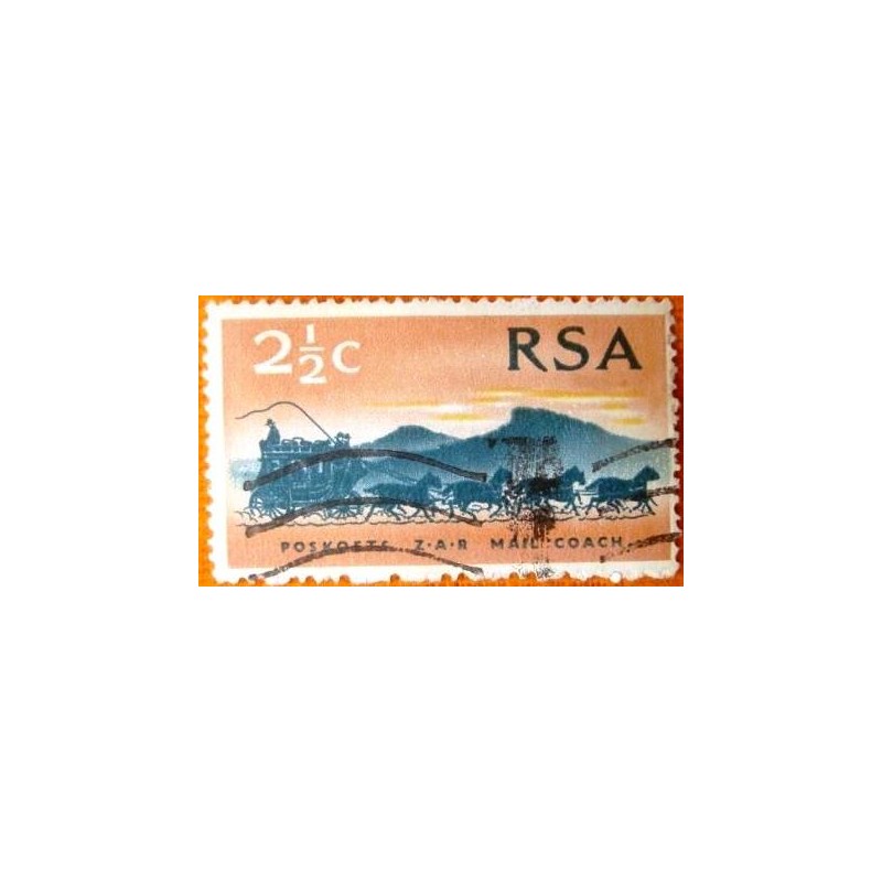 Selo postal da Africa do sul de 1969 Mail Coach from 1869