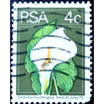 Selo postal da África do Sul de 1974 Calla Lily U