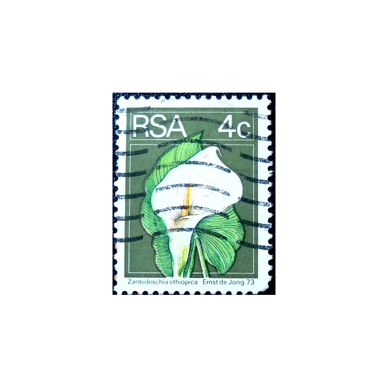 Selo postal da África do Sul de 1974 Calla Lily U