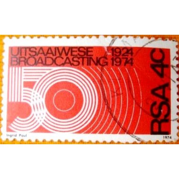 Selo postal da África do Sul de 1974 Anniversary of Broadcasting