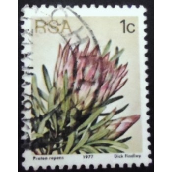 Selo postal da África do Sul de 1977 Protea repens U