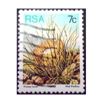 Selo postal da África do Sul de 1977 Thong-leaf sugarbush U