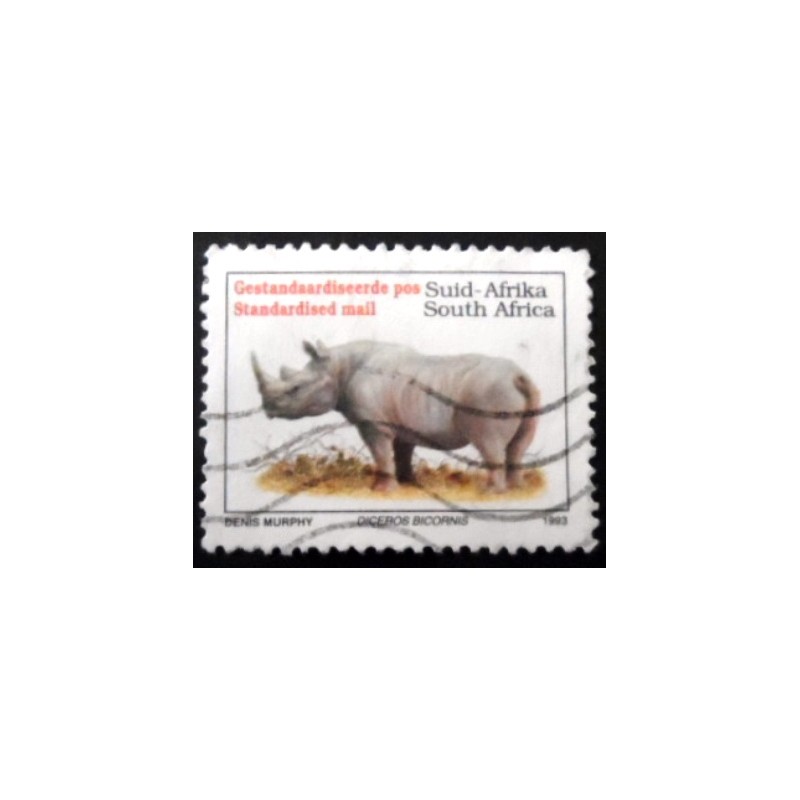 Imagem similar à do selo postal da África do Sul de 1993 Black Rhinoceros