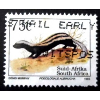 Imagem similar à do selo postal da África do Sul de 1993 African Striped Weasel