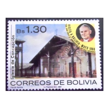 Imagem similar à do selo postal da Bolívia de 1988 Church in Concepcion