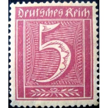 Selo postal da Alemanha Reich de 1921 Numeral 5 M