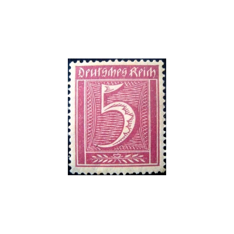 Selo postal da Alemanha Reich de 1921 Numeral 5 M