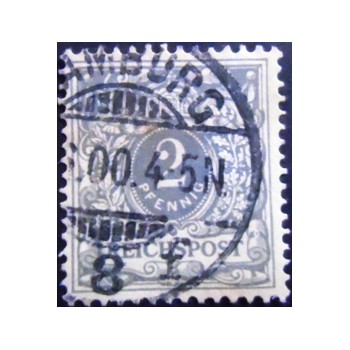 Selo da Alemanha Reich de 1900 Value number under a crown in a pearls oval 2