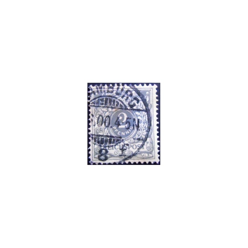 Selo da Alemanha Reich de 1900 Value number under a crown in a pearls oval 2