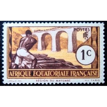 Selo postal da África Equatorial de 1937 Region of Mayumbe 1 M