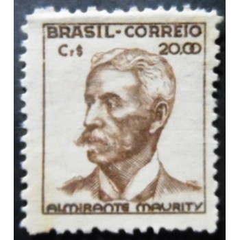 Selo postal do Brasil de 1950 Almirante Maurity N