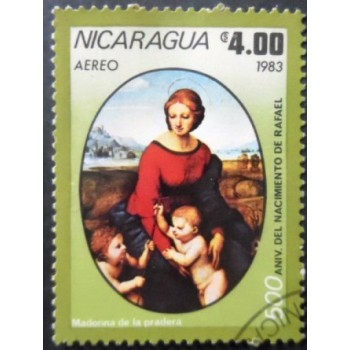 Selo postal da Nicarágua de 1983 Madonna of the Meadow MCC