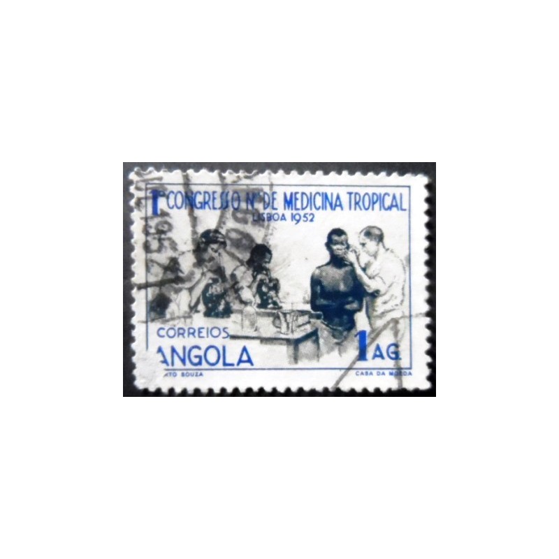 Selo postal de 1952 de Angola Medical Examination