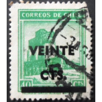Selo postal do Chile de 1948 Copper smelting