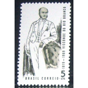 Selo postal do Brasil de 1969 Visconde Rio Branco M