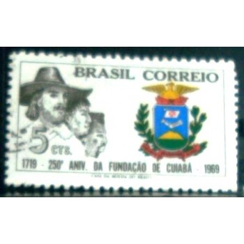 Imagem similar á do selo postal do Brasil de 1969 Aniversário de Cuiabá U