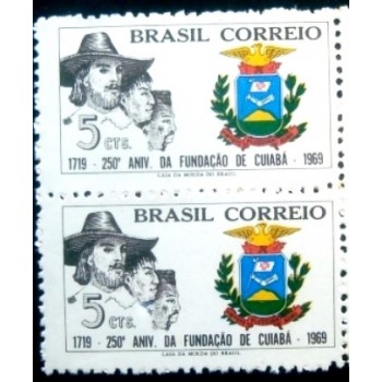 Par de selos postais do Brasil de 1969 Aniversário  de Cuiabá