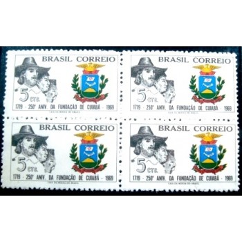 Quadra de selos postais do Brasil de 1969 Aniversário de Cuiabá